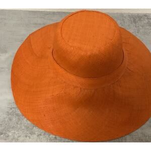 Be You Fashion W Orange 100% Raffia Wide Brim Sun Hat Floppy Packable Beach